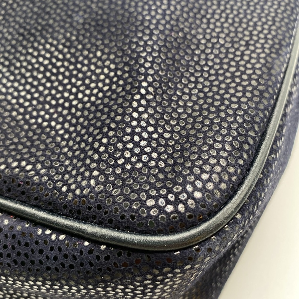 Salvatore Ferragamo Speckled Suede Navy Blue Crossbody Camera Bag Rare Find! EUC - Picture 6 of 11